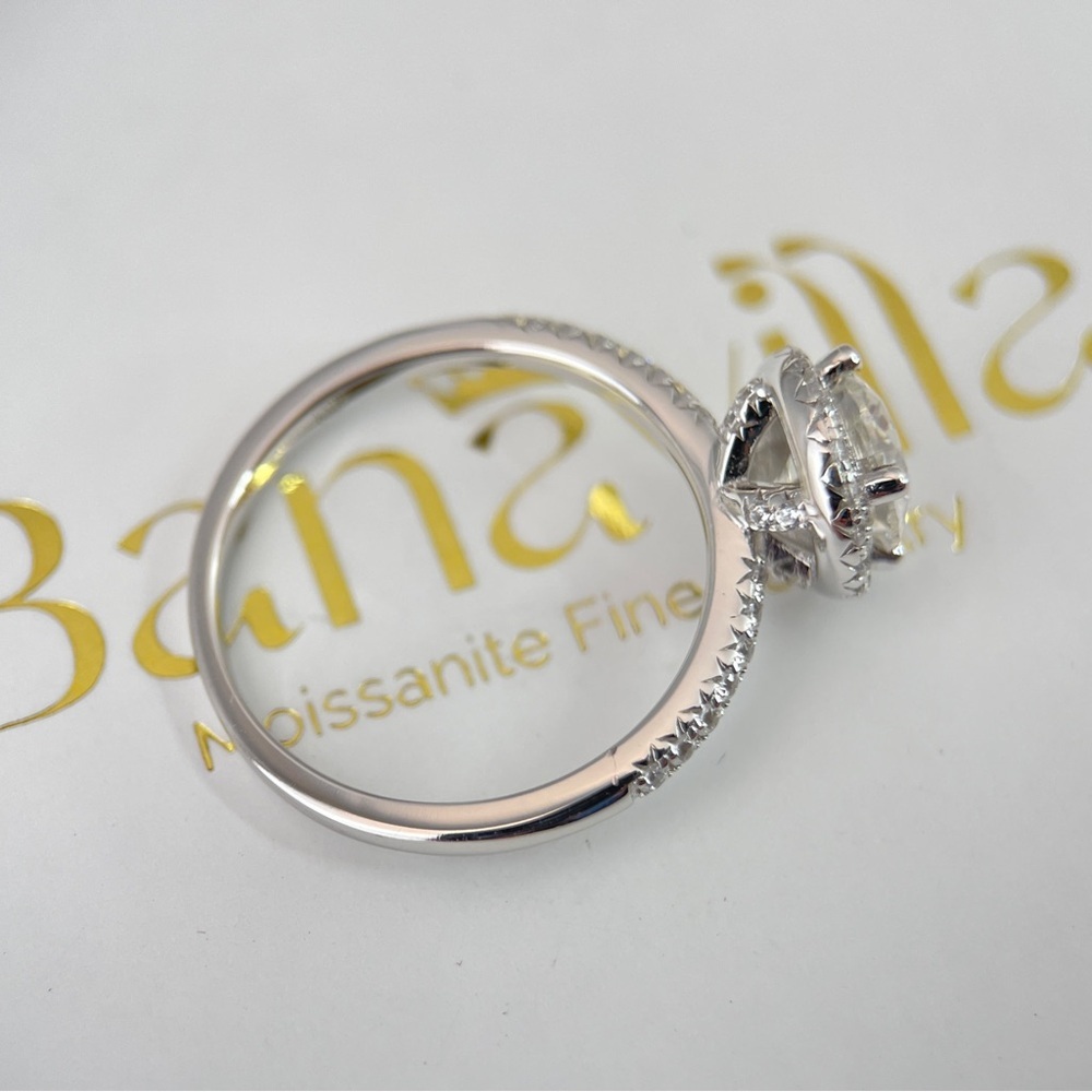 1.27ctw Moissanite S925 Round Halo Engagement Ring 18k Plated - Picture 5 of 6